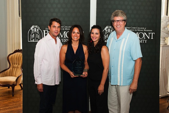 Pictured (L-R): ASCAP's Michael Martin and LeAnn Phelan, Belmont University's Sarah Cates and Dan Keen 