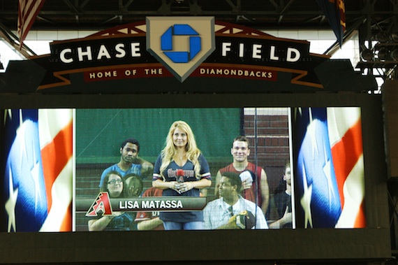 Lisa Matassa performs at Chase Field.