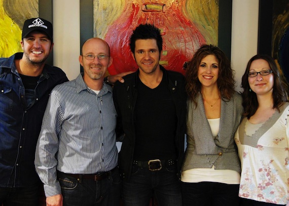 Pictured (L-R): Capitol artist Luke Bryan, Sony/ATV's Terry Wakefield, Carter, KPentertainment's Kerri Edwards, Sony/ATV's Abbey Adams.