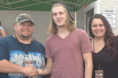 Average Joes JJ Lawhorn recently visited with KZPK/Wild Country 99 Studios for a drive time performance of his latest single Stompin Grounds. Pictured (L-R): KZPK OM/PD Matt Senne, Average Joes JJ LAWHORN, KZPK MD Brook Stephens