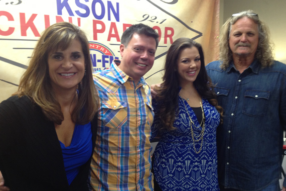 Krystal Keith takes her music to KSON San Diego on the first stop of her radio promo tour.  Pictured (L-R) Lisa Owen (SDU), Kevin Callahan (PD), Krystal Keith and Rick Moxley (SDU)