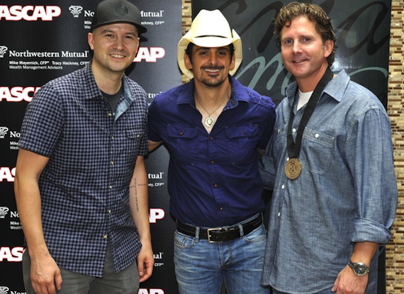 Pictured (L-R): Luke Laird, Brad Paisley, Chris DuBois 