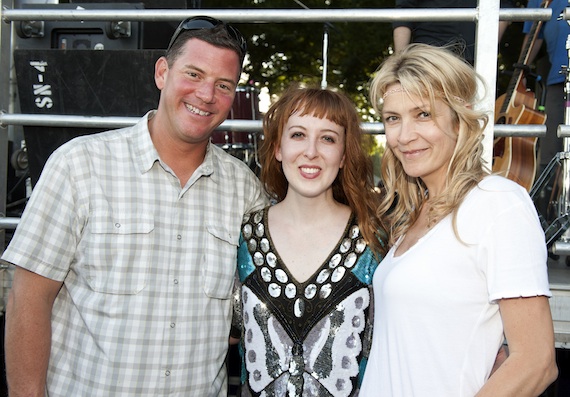 Pictured (L-R): BMIs Mark Mason and Samantha Cox (far right) pause for a photo with singer-songwriter Brooke Waggoner of Nashville.