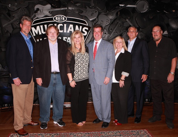 Pictured (L-R): David Spencer, Vice President of Convention Services and Special Events, Nashville Convention and Visitors Corporation; Joe and Linda Chambers, Founders of Musicians Hall of Fame And Museum; Nashville mayor Karl Dean; Deana Ivey, Chief Marketing Officer, Nashville Convention and Visitors Corporation; Butch Spyridon, President, Nashville Convention and Visitors Corporation, and legendary guitarist/songwriter and Rock & Roll Hall of Fame member Steve Cropper. Photo: Royce DeGrie.