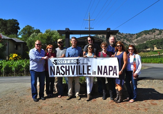 Pictured (L-R): ASCAP's Mike Sistad, NOTES for Education/Baldacci Family Vineyards' Debi Cali, Jonthan Singleton, Travis Hill, David Lee Murphy, Striking Matches (Sarah Zimmerman and Justin Davis), Don Schlitz, Baldacci Family Vineyards' Fran Leach and NOTES for Education's Julie Meirick. Photo by ASCAP's Alison Toczylowski 