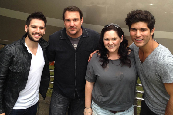 Warner Bros./W.A.R. new duo Dan + Shay recently visited with WRNS in Greenville, NC. Pictured (L-R): Shay Mooney, Tommy Garrett (PD), Carletta Blake (APD) and Dan Smyers