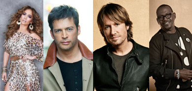 Jennifer Lopez, Harry Connick, Jr., Keith Urban, Randy Jackson. Photos: Michael Becker (Connick, Jr.: James Minchin III)