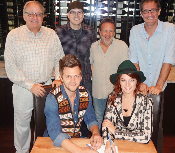 Front (L-R): Native Run (Bryan Dawley and Rachel Beauregard)Back (L-R): Show Dog  Universal Music President Mark Wright, Producer Luke Laird, Show Dog GM George Nunes, Show Dog  Sr. Director A&R Cliff Audretch, III