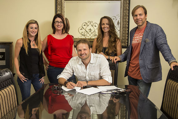 (L-R): Blackwater Records' Nicole Jordan, Hayden Herr, Artist Brad Long, Blackwater Records' Jennie Roquemore and CEO Jeff Chandler