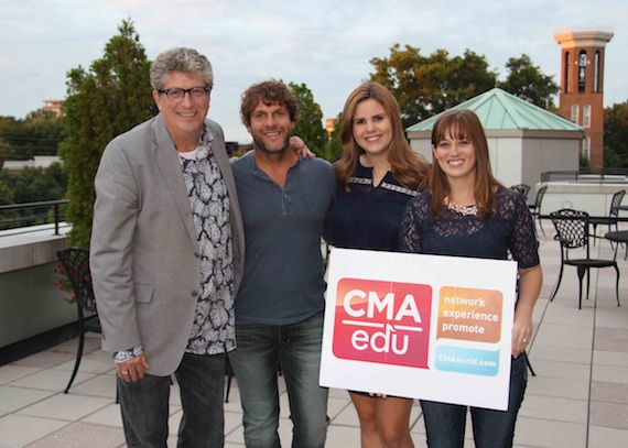 Pictured (L-R): Dan Keen, Belmont CMA EDU Faculty Advisor; Billy Currington; Hilary Thoemke, Belmont Chapter President; Lauren Klausing, CMA Strategic Partnerships