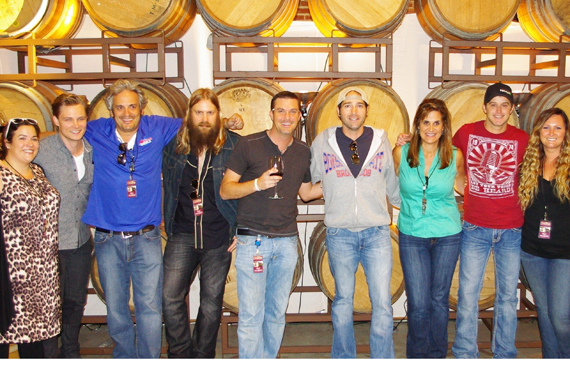 Josh Thompson (Show Dog  Universal), UMGs Chris Stapleton (UMG) and Easton Corbin, and Frankie Ballard (WMN) joined KNCI Sacramento for their first ever, sold-out Country Uncorked wine and music event. Thompsons Cold Beer With Your Name On It claims our No.  24 spot, while Ballards Helluva Life takes our No. 41 spot, while Stapleton lands at No. 36. Pictured (L-R): WARs Raffaella Braun, Frankie Ballard, KNCIs Byron Kennedy, Chris Stapleton, KNCIs Matt Vieira, Josh Thompson, Show Dog-Universal Musics Lisa Owen, Easton Corbin and Mercurys Summer Harlow