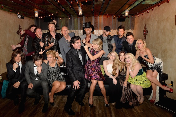 Pictured (L-R): Front Row  The Band Perrys Reid, Neil and Kimberly Perry; Big Machine Label Group President/CEO Scott Borchetta; Taylor Swift; Danielle Bradbery; Cassadee Pope; RaeLynn; Laura Bell Bundy; Back Row  Eli Young Bands James Young; Mike Eli; Rascal Flatts Joe Don Rooney; Jon Jones; Tim McGraw; Brantley Gilbert; Eli Young Bands Chris Thompson and Rascal Flatts Jay DeMarcus