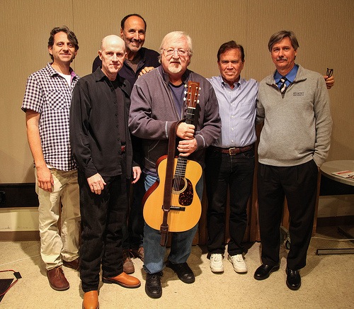 L-R: Drew Ramsey (Belmont Songwriting Instructor), James Elliott (Belmont Songwriting Chair), Mark D. Sanders, Pat Alger, Layng Martine Jr., Wesley Bulla (Curb College Dean)