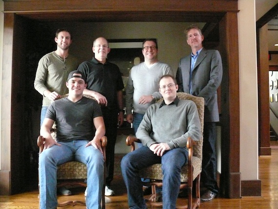 Pictured, seated (L to R):  Cole Taylor and Noah McPike (attorney Almon Law, PLLC).Standing (L to R): Ryan Beuschel (ASCAP), Ron Stuve (VP UMPG), me, Greg Hill (manager, Hill Entertainment Group.)