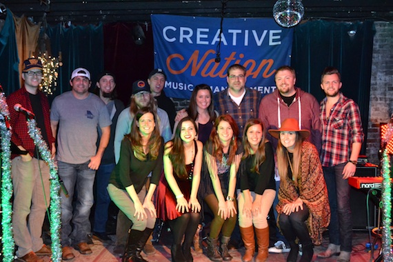 Pictured, Back Row:Luke Laird, Rhett Akins, Brad Warren, Ian Fitchuk, Brett Warren, Creative Nation's Julie Stuckey, Barry Dean, Josh Osborne and Bryan Dawley. Front Row: Creative Nation's Beth Laird, Maggie Chapman, Rachel Beauregard, Creative Nation's Kelsey Granda and Natalie Hemby