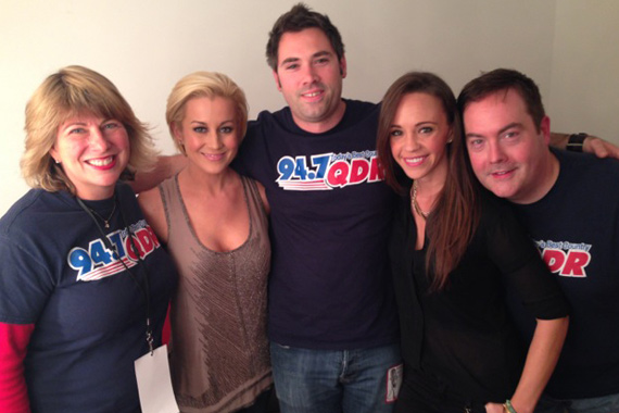 Kellie Pickler, who recently spent time with WQDR staff after their Country For Kids Show benefitting the NC Children's Hospital, lands at No. 28 this week with her Black River single Little Bit Gypsy. Pictured (L-R): Lisa McKay, Kellie Pickler, JJ Herr, Black River's Megan Boardman & Cody Clark.