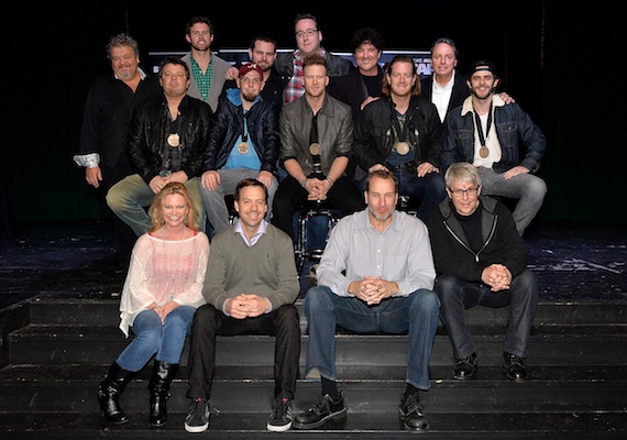 Pictured (Back row, L-R): Big Red Toe Musics Craig Wiseman, ASCAPs Ryan Beuschel, Big Red Mountain's Seth England, producer Joey Moi, Big Machine Label Groups Scott Borchetta, and BMIs Jody Williams; (Middle row, L-R): co-writers Rodney Clawson and Chris Tompkins, Florida Georgia Lines Brian Kelley and Tyler Hubbard, and co-writer Thomas Rhett; (Front row, L-R): CMAs Brandi Simms, Republic Nashvilles Matthew Hargis, EMI Blackwood Music Publishings Tom Luteran, and Republic Nashvilles Jimmy Harnen. Photo credit: Rick Diamond 