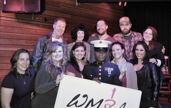 Pictured-Top Row (L-R): Trevor Rosen, Laura Veltz, Matt Ramsey, Jonathan Singleton, and ASCAP's Alison Toczylowski.Bottom Row (L-R): WMBA's Chelsea Kempchinsky, Becky McIntosh, Trina Lloyd-Weidner, U.S. Marine Cpl. Johnson, and WMBA's Raeanna Mowl and Becky Lynn Street 