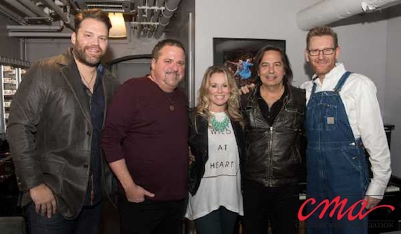 Pictured (L-R): James Otto, Bob DiPiero, Deana Carter, James Slater, Rory Feek. Photo Credit: Kevin Yatarola / CMA