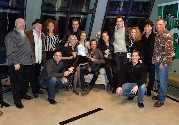 Pictured (L-R): SiriusXM's John Marks, "Nashville" music producer Buddy Miller, actress Chaley Rose, actor Charles Esten, Executive Producers Callie Khouri and Steve Buchanan, actress Hayden Panettiere, actor Will Chase, actor Jonathan Jackson, actor Sam Palladio, Music Supervisor Frankie Pine, Big Machine's John Zarling, Big Machine Label Group President/CEO Scott Borchetta and SiriusXM's Buzz Brainard. (Photo by Rick Diamond/Getty Images for SiriusXM)