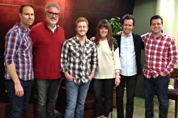 Pictured (L-R): Trevor Mathiesen (Assistant Creative Director), Dale Mathews (VP Publishing SVP), Brian Callihan, Janine Appleton (Creative Director Country/Pop), Joel Timen (Creative Director TV/Film), and Rod Riley (President & CEO WORD Entertainment).