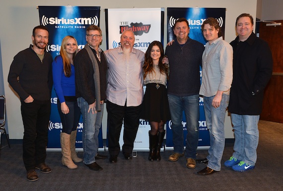     Pictured (L-R): Jay Bradley, Director of Strategic Marketing/Promotion (Bigger Picture), Kimmie Trosdahl, Senior Director of Promotion/Secondary Charts (Bigger Picture), Michael Powers, President (Bigger Picture), John Marks, Sr. Director of Country Programming (SiriusXM) , Lucy Hale, SiriusXM host Storme Warren, Mike Daly, Director, A&R (Disney Music Group), Matt Corbin, VP National of Promotion (Bigger Picture). Photo credit: Rick Diamond/Getty Images