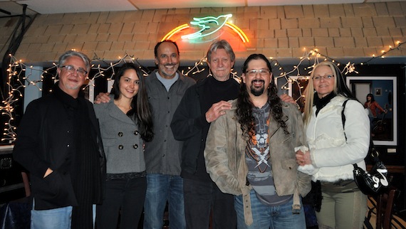 Pictured (l-r): Danny Flowers, special guest Sophie Sanders, Mark D. Sanders, ASCAP's Ralph Murphy, Chris Wallin and special guest Camille Wallin