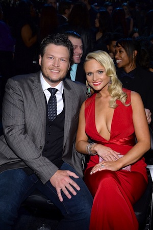 Blake Shelton and Miranda Lambert in the audience.