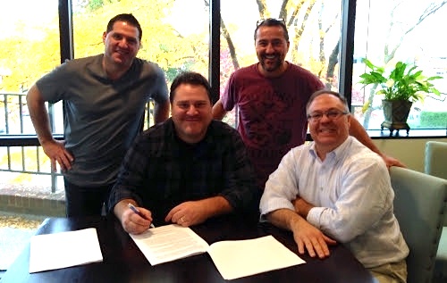 Pictured (standing, L-R): Dan Marshall and Tom Petrone. Seated (L-R): John Kennedy and Derek Crownover.