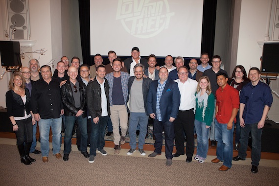 In addition to the CBS programmers and Love and Thefts Stephen Barker Liles and Eric Gunderson, are Sony Music Nashvilles Chairman & CEO Gary Overton and Keith Gale, Sr. VP, Promotion, RCA Nashville, and the RCA Nashville promo team. Photo: Ivor Karabatkovic