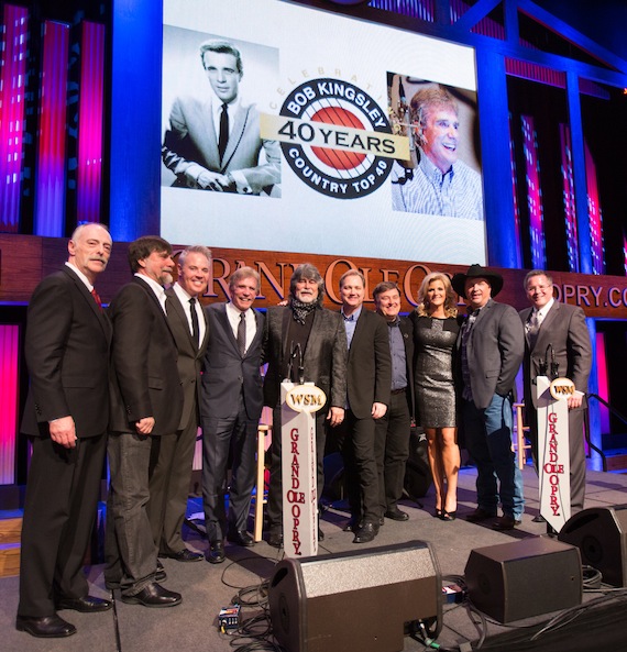 (L-R) Wade Jessen- Billboard, Teddy Gentry, Blair Garner-NASH/America's Morning Show, Bob Kingsley, Randy Owen, Steve Wariner, Lon Helton-Country Aircheck, Trisha Yearwood, Garth Brooks, Pete Fisher- VP & General Manager, Grand Ole Opry