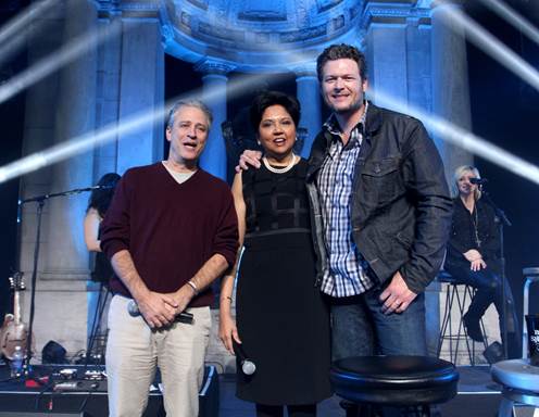 Jon Stewart, Chairman and Chief Executive Officer of PepsiCo Indra Nooyi and Shelton.