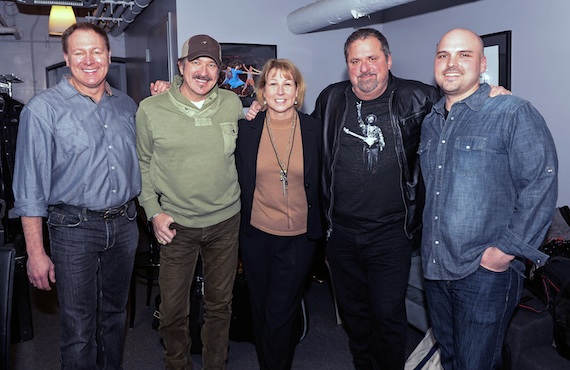 Pictured (L-R): Tim Nichols; Kix Brooks; CMA Chief Executive Officer Sarah Trahern; Bob DiPiero; Jon Nite.Photo Credit: Kevin Yatarola / CMA