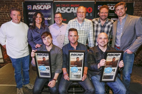 Pictured (L-R) front row: Jimmy Robbins, David Nail and Jon Nite, (back row): Frank Liddell, ASCAP's LeAnn Phelan, Universal Music Publishing Nashville's Kent Earls, Universal Music Group Nashville's Mike Dungan, Sony/ATV Music Publishing's Josh Van Valkenburg and ASCAP's Ryan Beuschel. Photo: Ed Rode.