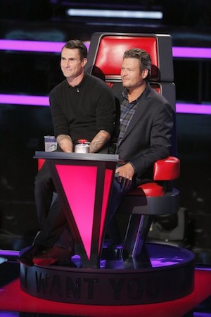 The bromance continuesShelton and Levine watch the blind auditions. Photo: Trae Patton/NBC