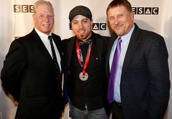 SESACs Pat Collins with Billboards Christian Producer of the Year, Seth Mosley and SESACs John Mullins. Photo: Ed Rode.