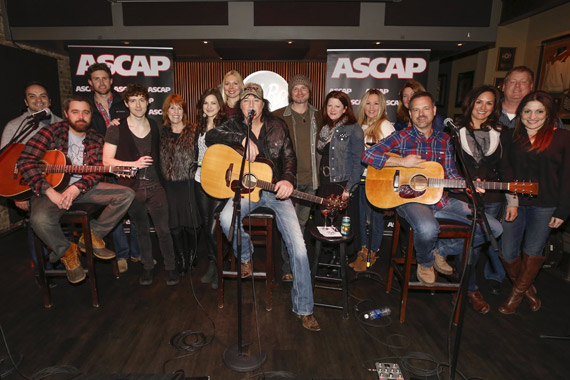 Pictured (L-R): Big Machine Music's Mike Molinar, Jonathan Singleton, ASCAPs Ryan Beuschel, Striking Matches Justin Davis, Notes Co-Founder & President Debi Cali, Striking Matches Sarah Zimmermann, ? , David Lee Murphy, ? , Julie Meirick, ? , Fran Leach, Jon Randall Stewart, ASCAPs LeAnn Phelan, Mike Sistad, Alison Toczylowski. Photo: Ed Rode.