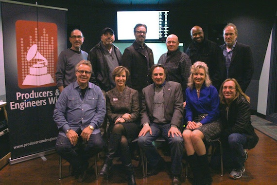 Pictured (L-R): Top Row: Sam Lorber, Instructional Designer, Pearl-Cohn; Nick Palladino, P&E Wing Sub-Committee member and Owner, NPALL Audio; Jeff Balding, The Recording Academy Nashville Chapter President; Julian King, P&E Wing Nashville Chapter Committee Co-Chair; Shannon Sanders, P&E Wing Nashville Chapter Committee Co-Chair; and Ben Fowler, P&E Wing Sub-Committee member and producer/engineer. Bottom Row: Joseph Wagoner, Product Manager, AKG; Laurie Schell, Music Makes Us, Metro Nashville Public Schools; Peter Chaikin, Senior Manager Recording and Broadcast Marketing, JBL Professional; Lisa Harless, The Recording Academy Nashville Chapter Secretary; and Chuck Ainlay, P&E Wing Committee Chairman and producer/engineer. Photo: The Recording Academy/Clyne Media, Inc.  2014