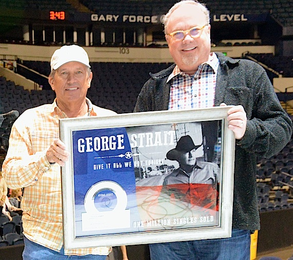 Pictured (L-R): MCA Nashville recording artist George Strait, UMG Nashville's Mike DunganPhoto Credit: Terry Calonge