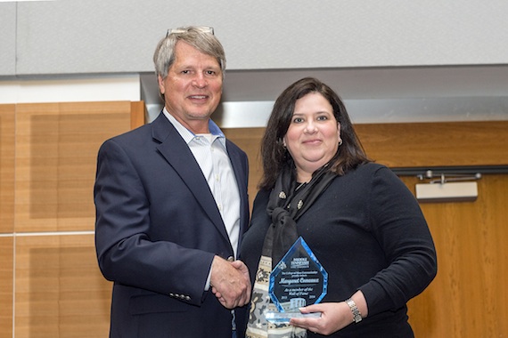 Pictured (L-R): Margaret Comeaux and Billy Pittard, chair of the Department of Electronic Media. 