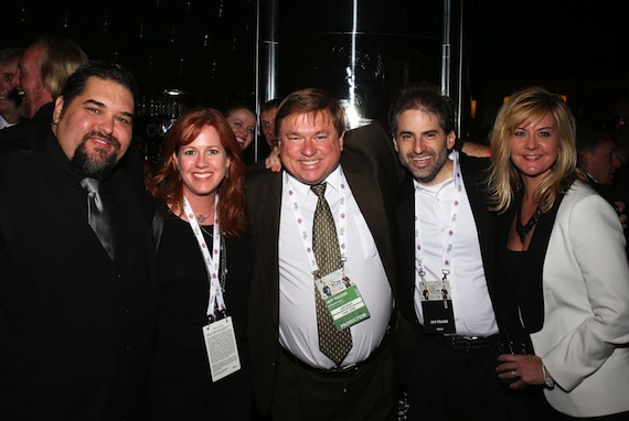 Pictured (left to right): SESACs Tim Fink, producer Laura Huie, AristoMedias Jeff Walker, DigSins Jay Frank and SESACs Ellen Truley. 