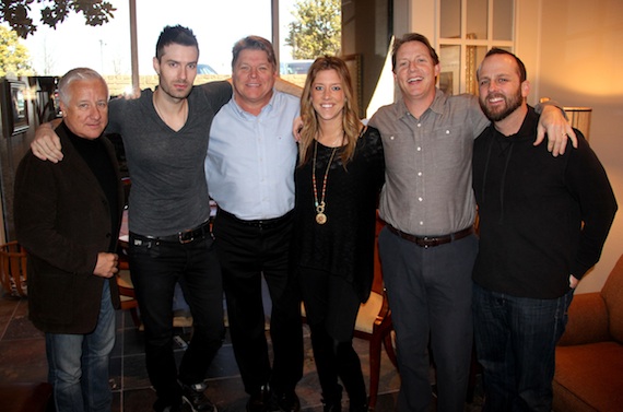 Pictured (L-R): Rough Hollow Entertainments Doug Nichols, Red Bow Records artist David Fanning, BMI's David Preston, Penny Everhard and Clay Bradley, and Rough Hollow Entertainments Chris Alderman. Photo: Drew Maynard  