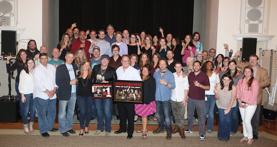 Jerrod Niemann celebrates the Gold-selling success of "Drink To That All Night" with industry colleagues at Sony Music Nashville, as well as Fitzgerald Hartleys Steve Emley and Niemanns album co-producer Jimmie Lee Sloas. Photo: Alan Poizner