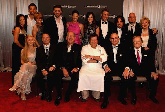 Pictured (Back row, L-R): Martina McBride, Brett Eldredge, Laura Heatherly (CEO, T.J. Martell Foundation), Chris Young, Susannah Herring, Kacey Musgraves, Senator Bill Frist, John Oates, Train's Jimmy Stafford, Nancy Hearn; (Front row, L-R): Clare Bowen, Co-chair Bill Hearn (President, EMI Christian Group), Co-chair John Esposito (President & CEO, Warner Music Nashville), Chef Michael Kornick, Co-chair Tom Black,  Founder Billy Ray Hearn (Founder, EMI Christian Music Group). Photo: Rick Diamond / Getty Images for T.J. Martell Foundation