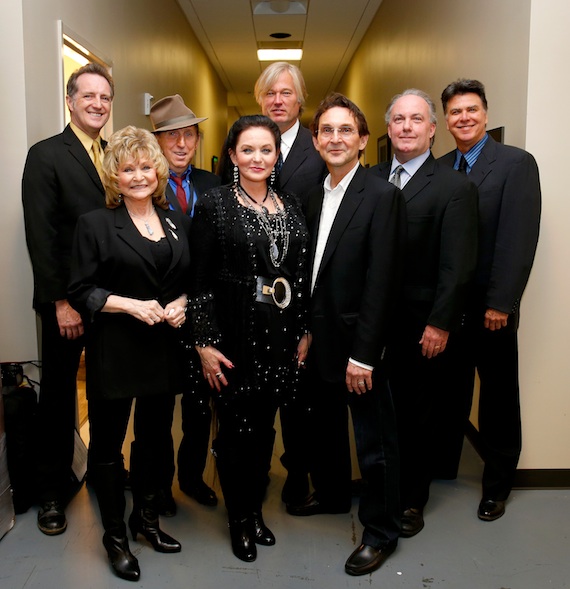 Pictured (L-R): Rob Price, Peggy Sue Wright, Blue Jay Patten, Crystal Gayle, Will Barrow, Bill Gatzimos, Duane Norman and John Kearns.