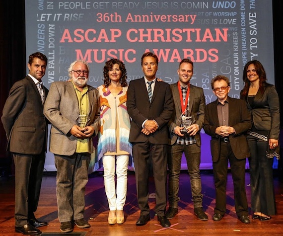 Pictured (L-R): ASCAP's Michael Martin, Capitol CMG Publishing's Eddie DeGarmo, Amy Grant, Michael W. Smith, Matthew West, ASCAP's Paul Williams and LeAnn Phelan. Photo by Ed Rode. 