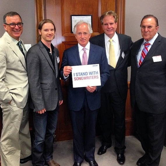 Pictured (L-R): ASCAP Publisher Board member Leeds Levy, songwriter Josh Kear, Senator Bob Corker (R-Tenn.), ASCAP Writer Board member Dan Foliart and ASCAP CEO John LoFrumento 