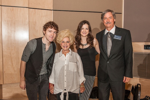 Pictured (L-R): Justin Davis, Brenda Lee, Sarah Zimmerman and Belmont's Wes Bulla.