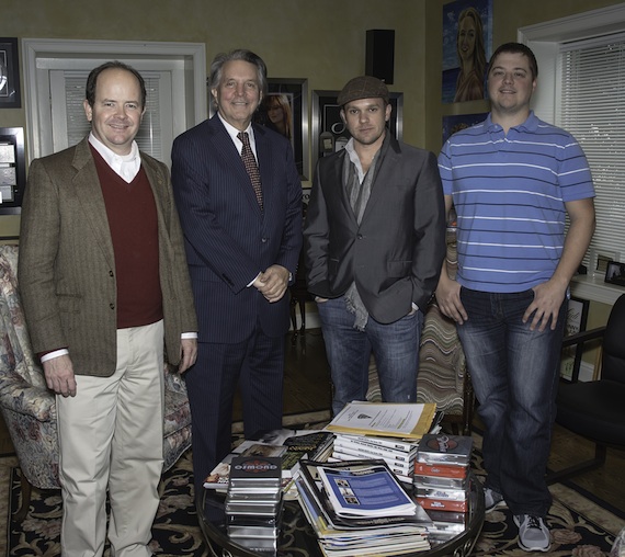 Pictured left to right: Drew Alexander - VP of Curb Publishing, Mike Curb - Founder of Curb Records, Kyle Jacobs, Colt Cameron - Sr. Creative Director, Curb Publishing  