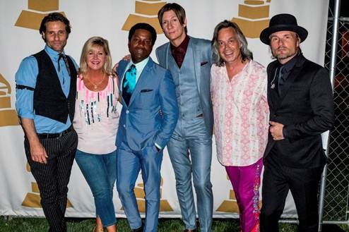 Pictured (L-R): Vintage Troubles Richard Danielson, The Recording Academy South Regional Director Susan Stewart; Ty Taylor and Rick Barrio Dill of Vintage Trouble,  artist and event host Jim Lauderdale and Nalle Colt, Vintage Trouble.